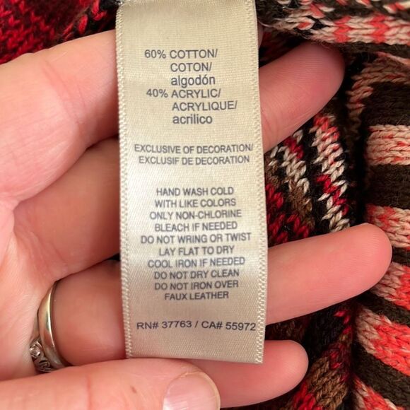 Rafaella medium red/brown/black cardigan with black trim (#1849) - Picture 5 of 5